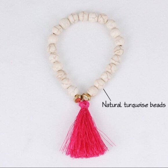 White Turquoise Tassel Bracelet 2 for $15 - Picture 2 of 4